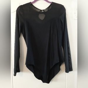 Mark Snap Crotch Bodysuit Sheer Blouse Top Medium